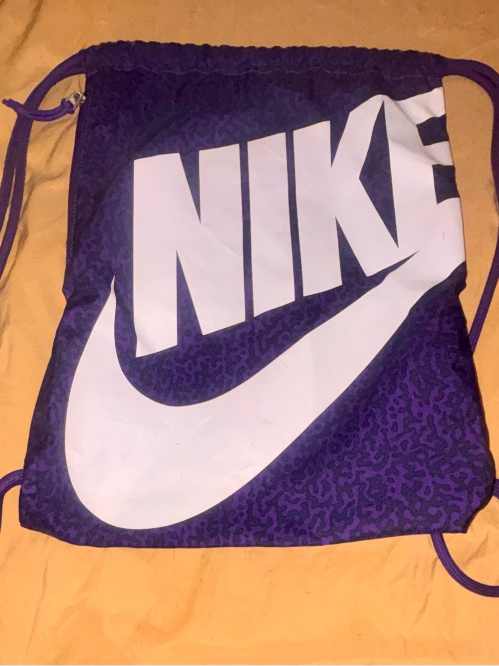 Nike Purple Drawstring Backpack with White Logo